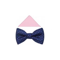 Granatowa mucha w różowe kropki A293. Różowe muszki męskie Modini Moda Męska, na co dzień, bez wzorów, z poliesteru, eleganckie. Za 49,50 zł.