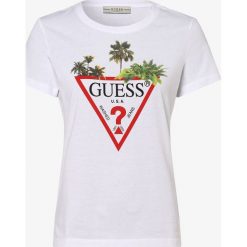 Guess Jeans - T-shirt damski, biały. Białe t-shirty damskie Guess Jeans, s, z aplikacjami, z bawełny, bez kołnierzyka. Za 159,95 zł.