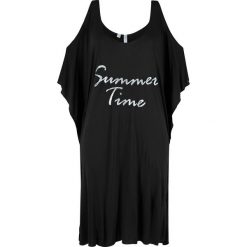 Shirt plażowy bonprix czarny. Czarne koszulki damskie bonprix, na plażę, bez wzorów, bez kołnierzyka, bez rękawów. Za 44,99 zł.