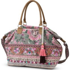 Torba shopper bonprix oliwkowo-kolorowy. Zielone torby damskie na zakupy marki bonprix, w paski, na ramię, zdobione. Za 129,99 zł.