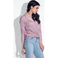 Knit koszula F393 różowy. Różowe bluzki damskie Tagless, s, bez wzorów, z wiskozy, bez kołnierzyka, z długim rękawem. Za 114,00 zł.