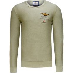 Sweter AERONAUTICA MILITARE Zielony. Zielone swetry klasyczne męskie marki Aeronautica Militare, z dzianiny, z okrągłym kołnierzem. Za 470,00 zł.