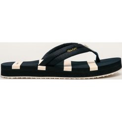 Gant - Japonki Lemonbeach. Niebieskie klapki damskie GANT, bez wzorów, ze skóry ekologicznej, bez obcasa, na obcasie. Za 179,90 zł.