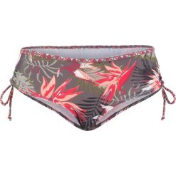 Figi bikini bonprix czerwono-zielony. Czerwone stroje kąpielowe damskie marki bonprix, z nadrukiem. Za 49,99 zł.