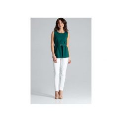 Bluzka L041 Zielony. Zielone bluzki damskie Lenitif, m, w paski, eleganckie, bez kołnierzyka, bez rękawów. Za 119,00 zł.