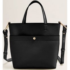Mango - Torebka Mistik. Czarne shopper bag damskie Mango, w paski, z materiału, do ręki, średnie. Za 69,90 zł.