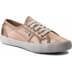 Tenisówki PEPE JEANS - Baker Crack Girls PGS30336 Golden 029. Żółte trampki dziewczęce z jeansu, na sznurówki. W wyprzedaży za 159,00 zł.
