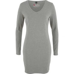 Sukienka shirtowa ze stretchem, długi rękaw bonprix szary melanż. Szare długie sukienki bonprix, melanż, z długim rękawem. Za 32,99 zł.