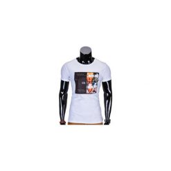 T-shirty męskie: T-SHIRT MĘSKI Z NADRUKIEM S778 – BIAŁY
