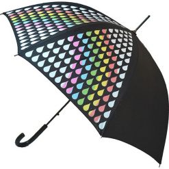 Parasol "Rainbow" w kolorze czarnym ze wzorem. Czarne parasole marki Blooming Brollies, bez wzorów. W wyprzedaży za 64,95 zł.