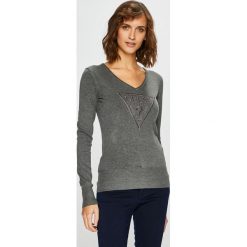 Guess Jeans - Sweter. Zielone swetry męskie Guess Jeans, s, z aplikacjami, z bawełny, z okrągłym kołnierzem, bez kaptura. Za 369,90 zł.