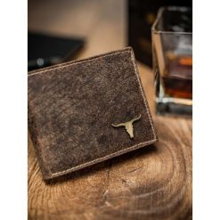 Skórzany portfel męski RFID Buffalo Wild brązowy - Beż. Pomarańczowe portfele męskie BUFFALO WILD, bez wzorów, ze skóry. Za 49,99 zł.