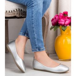 Balerinki damskie Abloom JZ-1082 Srebrne. Szare baleriny damskie ABLOOM, bez wzorów, z tworzywa sztucznego, eleganckie, bez obcasa. Za 49,00 zł.