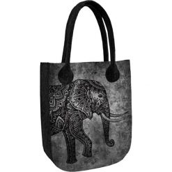 Torebka "City" w kolorze antracytowym ze wzorem - (S)35 x (W)42 x (G)10 cm. Szare torebki klasyczne damskie Bertoni, z materiału. W wyprzedaży za 59,95 zł.