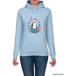 Bluza damska z owieczką. Szare bluzy rozpinane damskie Pakamera, z nadrukiem, z kapturem. Za 119,00 zł.