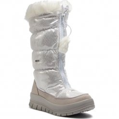 Śniegowce MANITU - 991224 Weiss 3. Szare kozaki damskie Manitu, z tworzywa sztucznego, bez zapięcia. Za 399,00 zł.