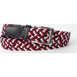 Elegancki pleciony pasek męski SOLIER SB07 black-red-white - Biało-czarno-czerwony. Czerwone paski męskie Solier, w paski, z jeansu, eleganckie. Za 44,99 zł.