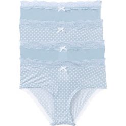 Figi z mikrofibry "maxi panty" (4 pary) bonprix pudrowy niebieski - biały z nadrukiem. Niebieskie majtki damskie bonprix, z nadrukiem. Za 55,96 zł.