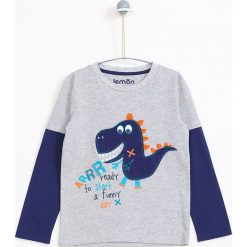 Lemon Explore - Longsleeve dziecięcy 86-116 cm. Szare t-shirty chłopięce marki LEMON explore, z nadrukiem, z bawełny, z długim rękawem. W wyprzedaży za 39,90 zł.