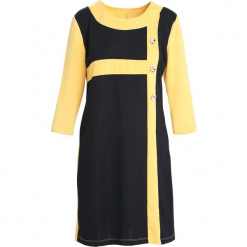 Żółto-Czarna Sukienka Since You're Gone. Czarne sukienki Born2be, na jesień, xl, midi, oversize. Za 49,99 zł.