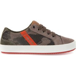 Sneakersy "Alonisso" w kolorze szarobrązowym. Brązowe trampki chłopięce marki geox kids, z gumy, na sznurówki. W wyprzedaży za 129,95 zł.