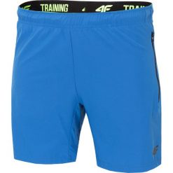 Spodenki treningowe męskie SKMF006 - denim. Niebieskie spodenki i szorty męskie 4f, m, bez wzorów, z materiału. W wyprzedaży za 99,99 zł.