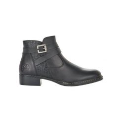 Rieker Botki Czarny female czarny 40. Czarne botki damskie Rieker, ze skóry, eleganckie, bez obcasa, z paskami. Za 309,00 zł.
