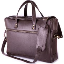 FABIO Męska skórzana Torba na laptopa BRĄZ. Pomarańczowe torby męskie skórzane Solier, bez wzorów, ze skóry, eleganckie, na ramię. Za 699,00 zł.