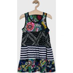 Desigual - Sukienka dziecięca 104-164 cm. Niebieskie sukienki dziewczęce Desigual, bez wzorów, z bawełny, casualowe, bez rękawów, mini, proste. Za 229,90 zł.