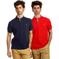 2-częściowy zestaw koszulek polo w kolorze granatowo-czerwonym. Czerwone koszulki męskie The Time of Bocha, m, bez wzorów, polo, bez rękawów. W wyprzedaży za 159,95 zł.