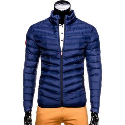 KURTKA MĘSKA PRZEJŚCIOWA PIKOWANA C299 - GRANATOWA. Czerwone kurtki męskie Ombre Clothing, s, bez wzorów, z poliesteru, bez kaptura. Za 59,00 zł.