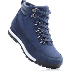 Kozaki trekkingowe bonprix ciemnoniebieski. Niebieskie buty skate męskie marki bonprix, z materiału. Za 54,99 zł.