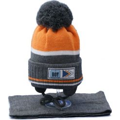 Czapka dziecięca z szalikiem CZ+S 024D. Szare czapeczki niemowlęce Proman. Za 44,66 zł.
