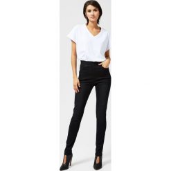 Jeansy typu jeggins. Czarne jeansy damskie Moodo, xs, bez wzorów, z elastanu, z podwyższonym stanem. Za 49,99 zł.