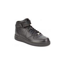 Buty Nike AIR FORCE 1 MID 07 LEATHER. Czarne trampki męskie Nike, bez wzorów, bez zapięcia. Za 383,20 zł.
