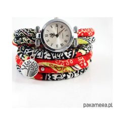 Zegarek, bransoletka - Czerwony boho - owijany. Czerwone bransoletki damskie Pakamera. Za 85,00 zł.