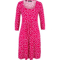 Sukienka shirtowa z rękawami 3/4 bonprix czerwień granatu w kropki. Czerwone sukienki damskie bonprix, bez wzorów, bez kołnierzyka, bez rękawów. Za 37,99 zł.