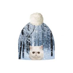 Czapka hauer CAT IN FOREST. Czarne czapki zimowe damskie marki Hauer, z nadrukiem, z polaru. Za 69,00 zł.