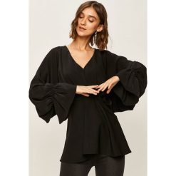 Answear - Bluzka. Czarne bluzki damskie ANSWEAR, s, bez wzorów, z elastanu, eleganckie, bez kołnierzyka, z długim rękawem. W wyprzedaży za 119,90 zł.