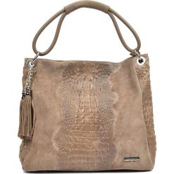 Shopper bag damskie: Skórzana torebka w kolorze fango – (S)35 x (W)45 x (G)14 cm