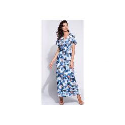 DŁUGA SUKIENKA W KWIATY Z FALBANKĄ NA RĘKAWACH. Szare sukienki damskie marki Bien fashion, xxl, w kwiaty, z poliesteru, wizytowe, z falbankami, z długim rękawem, długie, mini, dopasowane. Za 189,00 zł.