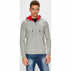 Guess Jeans - Bluza. Szare bluzy męskie marki Guess Jeans, s, z nadrukiem, z elastanu, z kapturem. Za 399,90 zł.