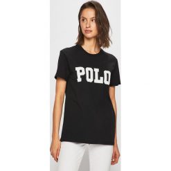 Polo Ralph Lauren - Top. Czarne bluzki damskie Polo Ralph Lauren, s, z nadrukiem, z bawełny, z okrągłym kołnierzem. W wyprzedaży za 229,90 zł.