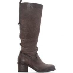 Buty zimowe damskie: Kozaki skórzane Shaggy
