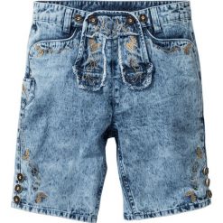Bermudy dżinsowe w ludowym stylu Regular Fit bonprix niebieski "medium bleached used". Niebieskie jeansy męskie regular bonprix, m, z haftami, z jeansu. Za 59,99 zł.