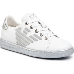 Sneakersy EA7 EMPORIO ARMANI - XSX006 XCC53 00175 White/Silver. Białe półbuty damskie EA7 Emporio Armani, bez wzorów, ze skóry, bez obcasa, na sznurówki. W wyprzedaży za 379,00 zł.