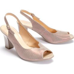 MARCO SHOES 0311P-599-030-1 beżowy, sandały damskie. Brązowe sandały damskie Marco Shoes, bez wzorów, ze skóry, bez obcasa, na obcasie, bez zapięcia. Za 249,90 zł.