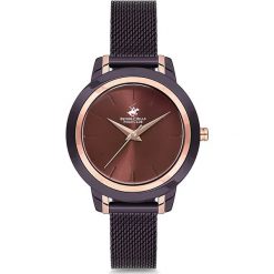 Zegarek kwarcowy w kolorze fioletowo-bordowym. Czerwone, analogowe zegarki damskie Beverly Hills Polo Club, metalowe. W wyprzedaży za 299,95 zł.