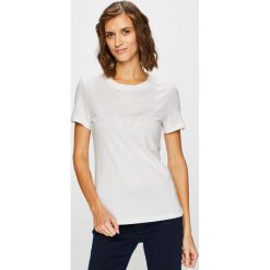 Guess Jeans - Top. Różowe bluzki damskie marki Guess Jeans, m, z nadrukiem, z bawełny, bez kołnierzyka. Za 189,90 zł.