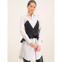 Tunika Karl Lagerfeld Poplin 96KW1314. Białe koszule damskie KARL LAGERFELD, bez wzorów, z bawełny, bez kołnierzyka, bez rękawów. W wyprzedaży za 519,00 zł.